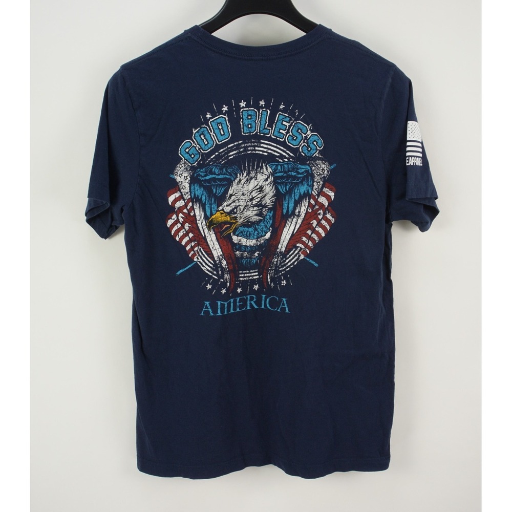 Nine Line God Bless America USA Red White Blue Eagle Graphic T-Shirt Men's Large